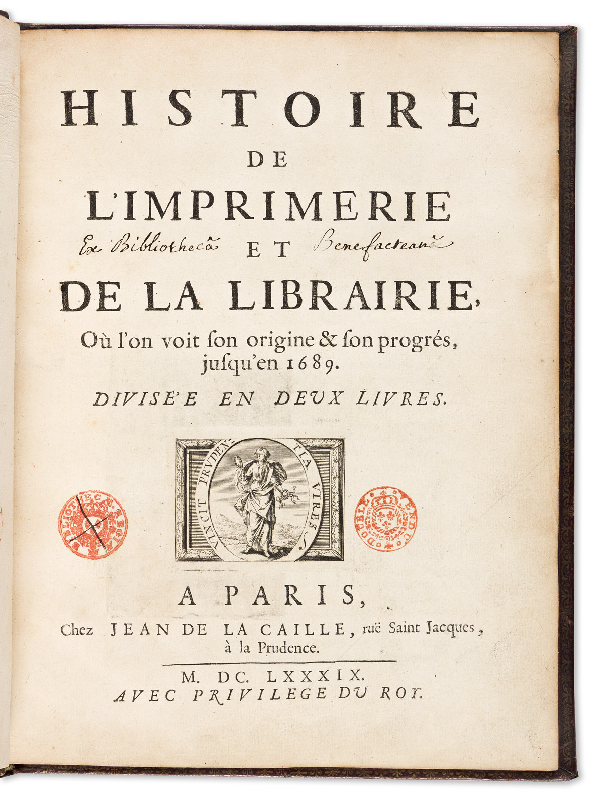 La Caille, Jean de (1645-1723) Histoire de lImprimerie et de la Librairie.